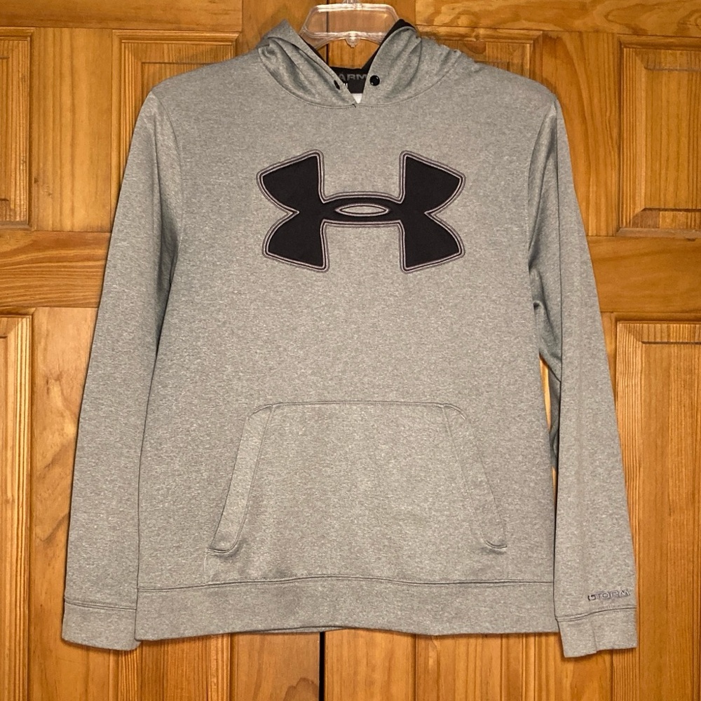 GUC Under Armour Storm Embroidered Large Logo Loose Hoodie Sweatshirt Gray M